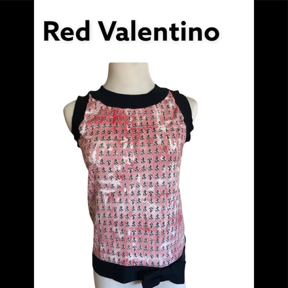 Red Valentino blue red white anchor novelty print top XS-S